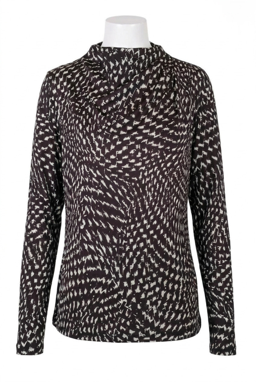NEW LYSSE topacio embellished blouse in brown multi